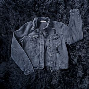 Highway Jeans Black Distressed Denim Jacket